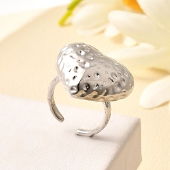 Сердце Латунные кольца-манжеты для женщин, стойки покрытие, долговечный, без свинца и без кадмия, платина, сердце, 21.5x24.5 мм, внутренний диаметр: 16 мм