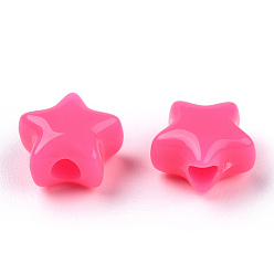 Темно-Розовый Непрозрачные акриловые бусины, звезда, темно-розовыми, 9x9.5x5.5 мм, отверстие : 2.5 мм, Около 2050 шт / 500 г