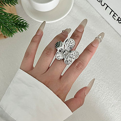 Цветок 304 палец кольца из нержавеющей стали, цвет нержавеющей стали, цветок, внутренний диаметр: регулируемый