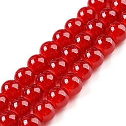 Crimson Baking Painted Imitation Jade Glass Round Bead Strands, Crimson, 6.5mm, Hole: 1.5mm, about 145pcs/strand, 31.8 inch