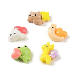 (52) Непрозрачная лаванда Мультяшные животные из непрозрачной смолы декодируют кабошоны, кролик, кролик и жираф, разнообразные, разноцветные, 10.5~14x12~13x5~6 мм