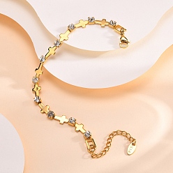 Cross Цепи с звеньями из настоящей 18k-позолоченной нержавеющей стали с микропаве из кубического циркония, крестик, 6-1/4~7-7/8 дюйм (16~20 см)