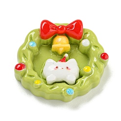 Christmas Wreath Рождественские кабошоны из непрозрачной смолы для декодирования, Рождественский венок, 25.5x7.5 мм