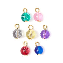 (52) Непрозрачная лаванда Прозрачные волочильные стеклянные подвески, круглые, с железными петлями, разноцветные, 12.5x8.5 мм, отверстие : 2.5x1.5 мм
