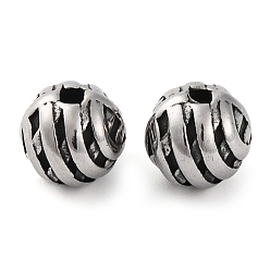 Античное Серебро 304 из нержавеющей стали бусы, круглые, античное серебро, 8x7.5 мм, отверстие : 1.5 мм