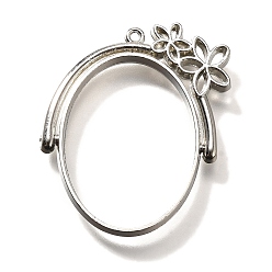 Платина Подвесные подвески из сплава, для diy уф смолы, эпоксидная смола, без кадмия, без никеля и без свинца, овальные с цветком, платина, 38x31.5x3.5 мм, отверстие : 1.4 мм