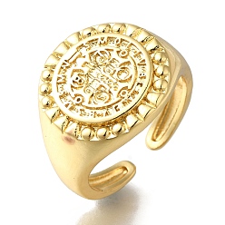 Настоящее золото 18K Обшивка стойки круглая с открытыми манжетами из нержавеющей латуни, перстни-печатки для женщин, без кадмия и без свинца, долговечный, реальный 18 k позолоченный, 16 мм