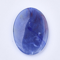 Синий Акриловые бусины, Стиль имитация драгоценных камней, Двухцветный цвет, овальные, синие, 40x29x5.5 мм, Отверстие : 1.5 мм , около 170 шт / 500 г