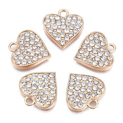Кристалл Подвески из эмали и сплава, со стразами, без кадмия, без никеля и без свинца, золотой свет, сердце прелести, кристалл, 16x15x3 мм, отверстие : 2 мм