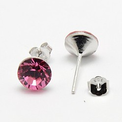 209_Rosa Aretes de cristal austriaco, con 925 pendientes de plata de ley, 209 _rose, 16x7 mm, pin: 0.8 mm