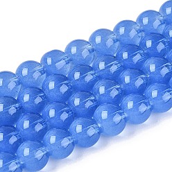 Королевский синий Прозрачные стеклянные нити, имитирующие кошачий глаз, круглые, королевский синий, 8~8.5 мм, отверстие : 0.8~1.2 мм, около 103~110 шт / нитка, 29.13~32.28 дюйм (74~82 см)