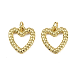 Настоящее золото 18K Латунные подвески, сердце, долговечный, без кадмия и без свинца, стойки покрытие, с целью перехода в кольце, реальный 18 k позолоченный, 16x15x2 мм, отверстие : 3.4 мм