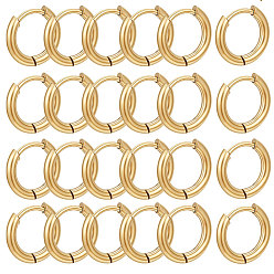 Золотой 24шт. серьги-кольца Huggie Hoop из нержавеющей стали, Кольцевая форма, золотые, 12x2 мм
