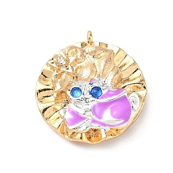 Водолей Латунные микропроволочные кубические циркониевые подвески из эмали, cmолой, чары созвездий, реальный 18 k позолоченный, Водолей, 23.5x22x6 мм, отверстие : 1.2 мм