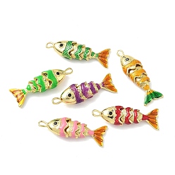 (52) Непрозрачная лаванда Рыба из латуни микро проложить Цирконом подвески, Эмаль стиле, долговечный, без кадмия и без свинца, реальный 18 k позолоченный, разноцветные, 28x8.5x6 мм, отверстие : 2.5x1.5 мм