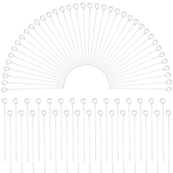 Посеребрённый 100шт. латунные штифты с ушком, 925 серебро покрытием, 21 датчик, 35x0.7 мм