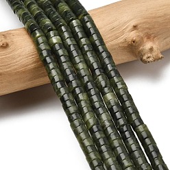 Chinese Jade Природные китайский нефрит бисер пряди, Heishi бусы, диск, 4x2~2.5 мм, отверстие : 0.7 мм, около 160 шт / нитка, 15.24'' (38.7 см)