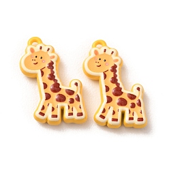 Yellow Baking Paint Zinc Alloy Pendants, Giraffe Shape Charms, Yellow, 20x12x3.5mm, Hole: 1.2mm