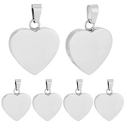 Stainless Steel Color 10Pcs Valentines Gift Idea for Him 304 Stainless Steel Stamping Blank Tag Pendants, Heart, Stainless Steel Color, 23~25x22x4mm, Hole: 3x6mm