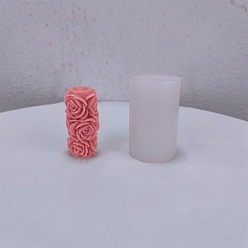 Blanc Moules en silicone de qualité alimentaire pour bougies, thème de la saint-valentin, bricolage, moule à savon artisanal, moule à gâteau mousse au chocolat, colonne avec des fleurs, blanc, 67x42mm, diamètre intérieur: 22x20.5 mm