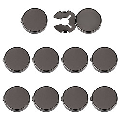 Черный Цвет Металла 5 пары латунных запонок, плоско-круглые, металлический черный , 18.5x18x5 мм