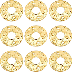 Настоящее золото 18K 24 шт. экологически чистые латунные соединительные подвески, без кадмия и без свинца, пончик / пи-диск, неровный, реальный 18 k позолоченный, 12.5x1.5 мм, отверстие : 1 мм