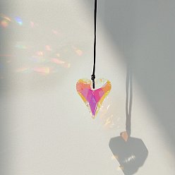 Ярко-Розовый Стеклянное сердце ловец солнца подвесные украшения, создатель радуги, для садовой наружной отделки, ярко-розовый, 600 мм