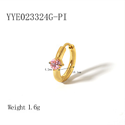 Pink Элегантные 304 серьги-кольца из нержавеющей стали с кубическим цирконием, золотые, розовые