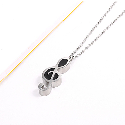 Stainless Steel Color 304 Stainless Steel Urn Ashes Pendants, Musical Note, Stainless Steel Color, 37x13x6mm, Hole: 4mm