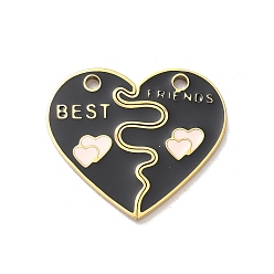 Настоящее золото 18K 304 подвески из нержавеющей стали, сердце, с эмалью, ионное покрытие (ip), сплит подвески, реальный 18 k позолоченный, 21.5x24.5x1.5 мм, отверстие : 1.8 мм