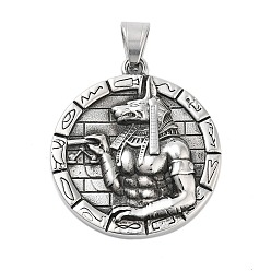 Античное Серебро 304 подвески из нержавеющей стали, плоский круглый с амулетом Анубиса Египта, античное серебро, 45x40x6 мм, отверстие : 9x7 мм