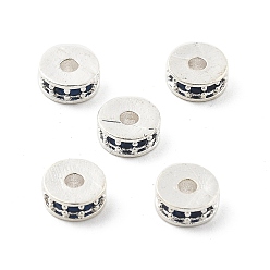 Серебро Латунные микро проложить кубического циркония бусы, долговечный, стойки покрытие, плоско-круглые, серебряные, 6x2.5 мм, отверстие : 1.8 мм