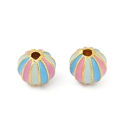 Разноцветный Латунь эмаль бисера, без кадмия, без никеля и без свинца, круглые, матовый золотой цвет, красочный, 6x6 мм, отверстие : 1.2 мм