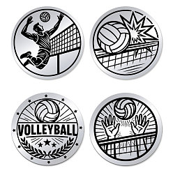 Volleyball 1 juego 201 moneda conmemorativa de acero inoxidable, moneda para tomar decisiones, grabado láser de doble cara, plano y redondo, voleibol, 30x2 mm, 2 PC / sistema