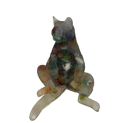 Многоцветный Агат Оргонит кошка натуральный многоцветный агат смола украшения для офиса домашний стол украшения, 65x55x85 мм