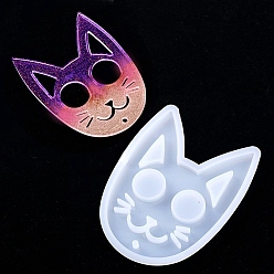 White Food Grade Cat Head DIY Silicone Pendant Molds, Decoration Making, Resin Casting Molds, For UV Resin, Epoxy Resin Jewelry Making, White, 125x95mm