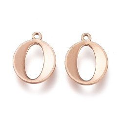 Letter O Вакуумное покрытие pvd 304 подвески из нержавеющей стали, лазерная резка, алфавит, розовое золото , letter.o, 12.5x9.5x1 мм, отверстие : 1 мм