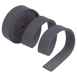 Серый Плоским пу кожаный шнур, кожаный шнур ювелирных изделий, ювелирные изделия DIY делает материал, серые, 12 мм