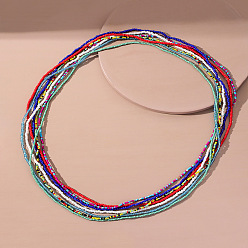 (52) Непрозрачная лаванда Rondelle стеклянные бусины стрейч многослойные цепочки на талию для бикини, разноцветные, 230~250 мм, 7 шт / комплект