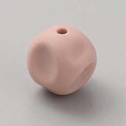 Темный Лосось Кубические пищевые силиконовые шарики из экологически чистого силикона, темный лосось, 15x15x15 мм, отверстие : 2 мм