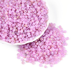 Фиолетовый 6/0 стакан бисер, круглое отверстие, рондель, золотой металл обвитыми, фиолетовые, 4~4.5x3~3.5 мм, отверстие : 1.2~1.4 мм, Около 6430 шт / фунт