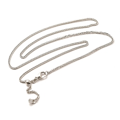 Платина 2мм стойка покрытие латунь пшеница цепь регулируемые слайдер ожерелья для женщин мужчин, без кадмия и без свинца, 901 застежка из нержавеющей стали, долговечный, платина, 23.62 дюйм (60 см)