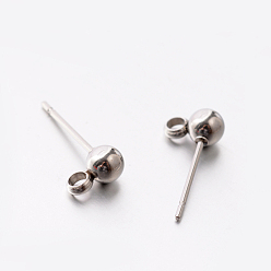Нержавеющая Сталь Цвет 304 серьги из нержавеющей стали, с петлей, цвет нержавеющей стали, 7x4 мм, отверстия: 2 мм, штифты: 0.8 мм
