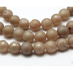 (966) Внутренний цвет Кристалл / Лиловато-лиловый на подкладке Гальванические естественно агат бисера пряди вокруг, класс А, с покрытием цвета радуги, 12 мм, отверстие : 1 мм, около 32 шт / нитка, 15.3 дюйм