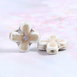 Античный Белый Цветные фарфоровые бусины, для аксессуаров своими руками материал, крестик, старинный белый, 22x23x7.5 мм, отверстие : 2.6 мм