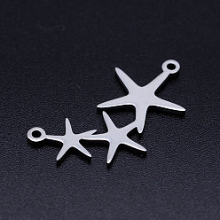 Stainless Steel Color 201 Stainless Steel Stamping Blank Links connectors, Star, Stainless Steel Color, 14.5x26.5x1mm, Hole: 1.2mm