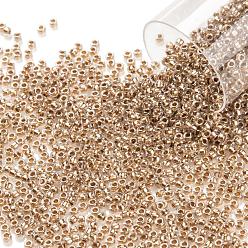 (989) Gilt Lined Crystal Круглые бусины toho, японский бисер, (989) позолоченный кристалл, 15/0, 1.5 мм, отверстие : 0.7 мм, о 3000шт / бутылка, 10 г / бутылка