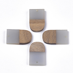Light Steel Blue Resin & Walnut Wood Pendants, U Shape, Light Steel Blue, 32x19.5x3.5~4.5mm, Hole: 2mm
