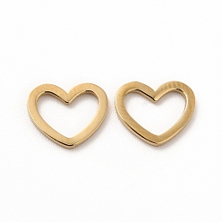 Настоящее золото 14K Ионное покрытие (ip) 304 соединительные кольца из нержавеющей стали, сердце, реальный 14 k позолоченный, 7x9x1 мм, внутренний диаметр: 4x7 мм