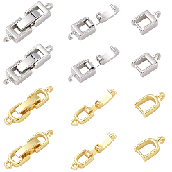 Платиновый & Золотой 10шт. 2 цвета стойка покрытие латунь складные застежки, долговечный, без свинца и без кадмия, прямоугольные, платиной и золотом, 22x6~7x4 мм, отверстие : 1.4~1.6 мм, 5 шт / цвет